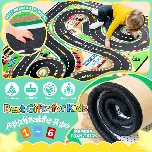 Kids Race Track Play Mat Rug (48 Sq Ft)