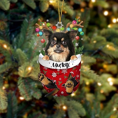 Chihuahua Long Haired Dog Christmas Ornament