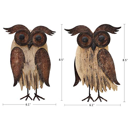 Owl Figurines Decor Animal Statue for Home Wooden Stand Owl Sculptures