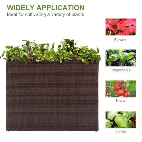 Large Rectangular Block Planter Box Handmade Wicker Tall Planters for Outdoor Plants with Removable Liners Modern Planter for Indoor Outdoor Patio Deck