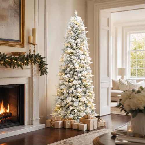 7.5 ft Prelit Pencil Christmas Tree with 200 Warm White LEDs