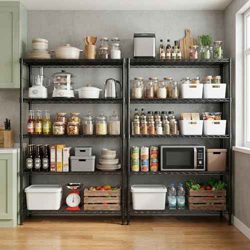 5 Tiers Shelf Metal Storage Shelves Standing 1750 LBs Household Shelf Organizer for Kitchen Pantry Closet Garage Basement Utility Room