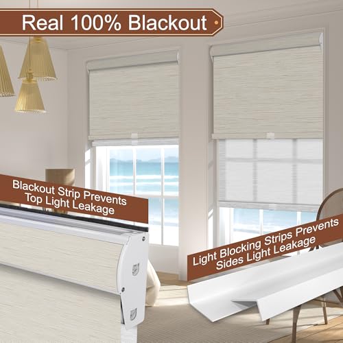 Cordless Dual Roller Shades.Maze Beige & White.76 W x 80" H