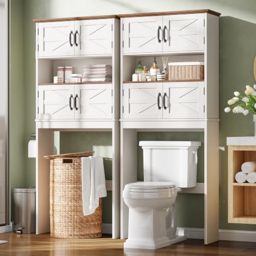 Over the Toilet Storage Cabinet with 4 Barn Doors
