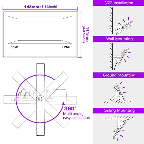 Black Light 30W LED Blacklight Flood Light Outdoor for Glow Party (4 Count)
