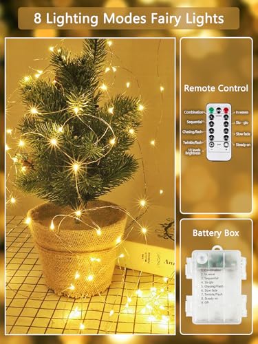 3 Pack Fairy Lights Battery Operated with Remote 120 LED 40 FT Warm White (3 Count)