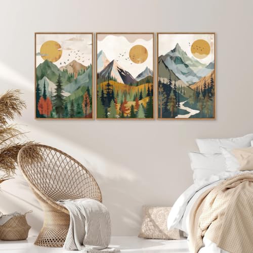 Boho Mountain Framed Canvas Wall Art