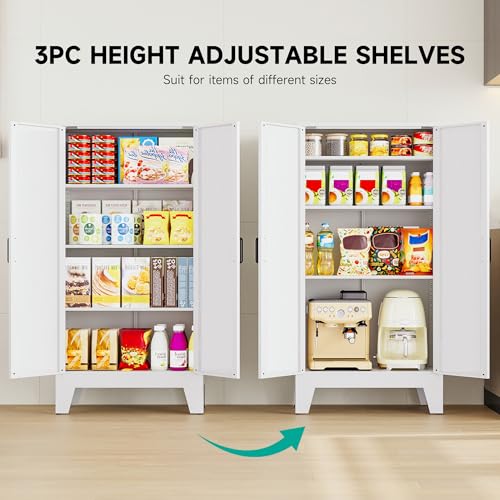 Metal Storage Cabinet with 2 Doors and 3 Shelves