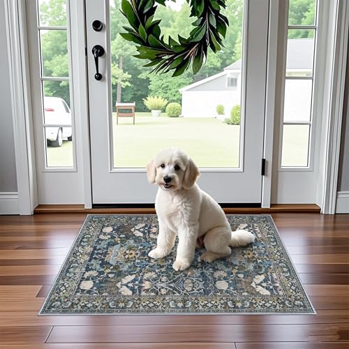 HY HAOYUNLAI Washable 2x2 Floral Square Area Rug Non
