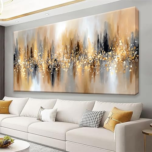Modern Gold Abstract Wall Art For Living Room Prints 24x48 ln