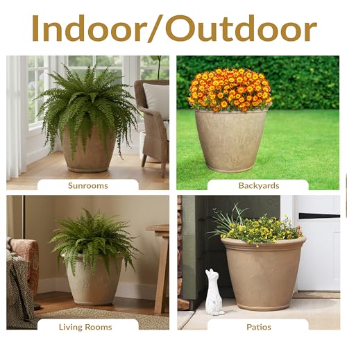 Sunnydaze Anjelica 24'' Large Plastic Planter Pot for Plants (2 Count)