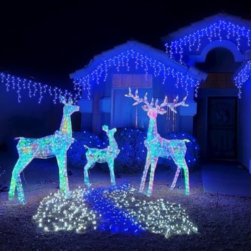 66ft 800 LED Blue Icicle Lights Outdoor Waterproof (66 Foot)