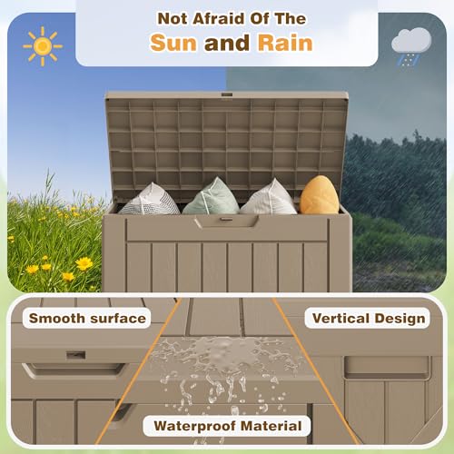 Resin Deck Box 40 Gallon Waterproof Outdoor Storage Box