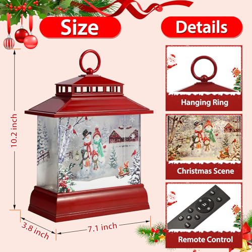 Christmas Snow Globe Lantern Water Glittering Lantern with 8 Songs & 6H Timer Romote Control Christmas Snow Globes USB & Battery Operated for Christmas Festival Decorations Gifts