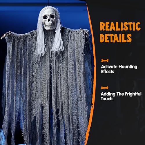 3 Pcs Hanging Halloween Skeleton Ghosts Decorations Outdoor (3 Count)