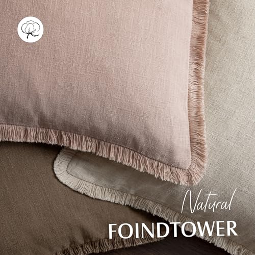 Decorative Linen Fringe Throw Pillow Covers 22×22 Light Pink (2 Count)