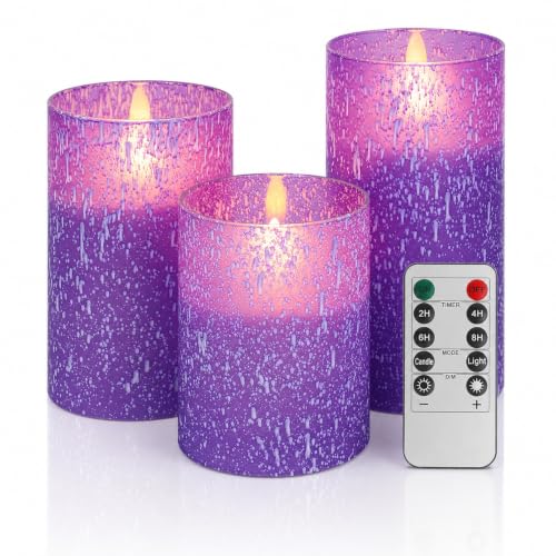 Purple Flameless Candles with Remote (3 Count)