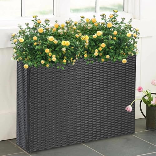 Large Rectangular Planter for Outdoor Rattan Block Box 32x11x24''
