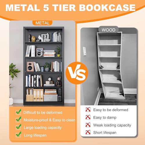 55” Black Bookshelf