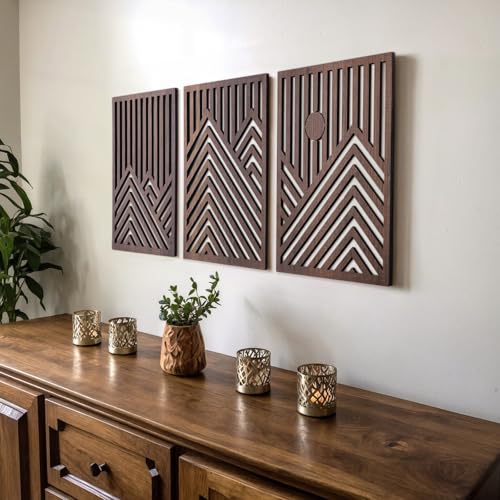 Modern Wooden Wall Sculptures (3 Count)