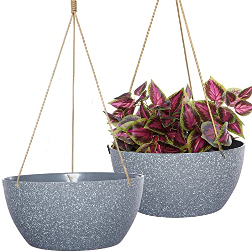 13 Inch 2 Pack Large Hanging Planters for Indoor Outdoor Plants (2 Count)