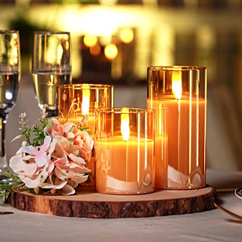 Amber Glass Flameless Candles