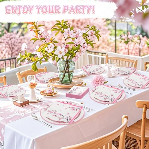150Pcs Cherry Blossom Party Supplies Plates and Napkins (150 Count)