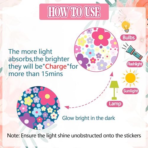 Glow in The Dark Y2k Cute Flowers Wall Decals (4 Count)