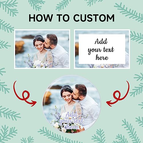4 Pack Personalized Christmas Ornaments 2025 Ceramic Custom Photo Text Hanging Ornament for Christmas Tree Decorations (4 Count)