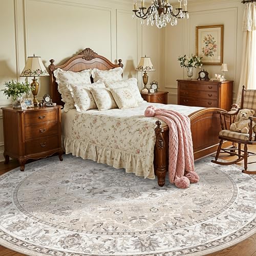 Washable 8ft Round Area Rug (64 Sq Ft)