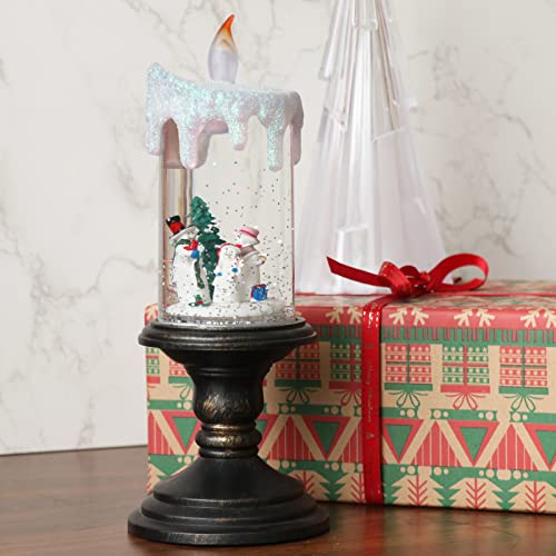 Snowman Christmas Snow Globe Flameless Candle Battery Operated