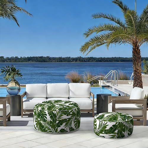 Indoor Outdoor Large Inflatable Ottoman Pouf D31 x H14 Inch