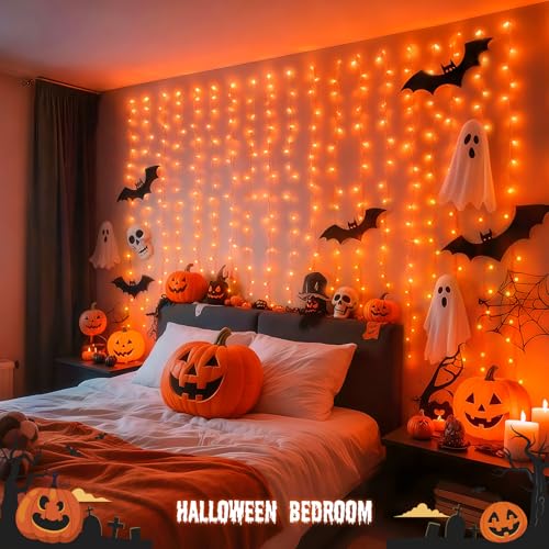 Orange Curtain Lights for Halloween (6.5 Foot)