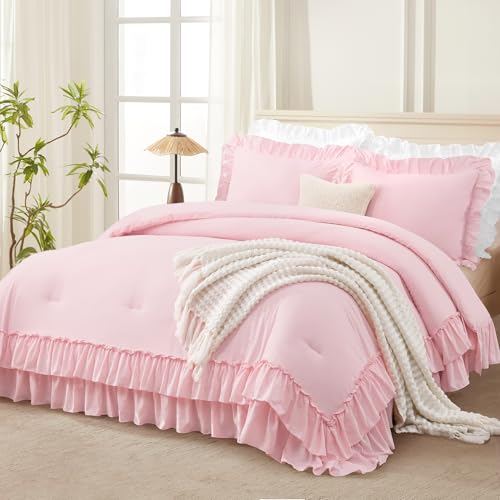 Pink Ruffle Oversized King Comforter Set
