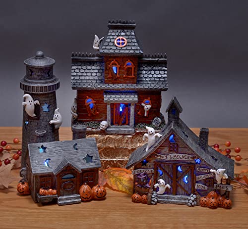 Mark Feldstein Halloween LED Haunted House Village Set (3 Count)