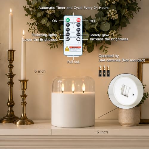 Pure White Large Glass Flameless LED Candle
