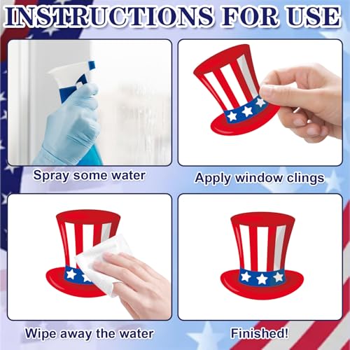Happy 4th of July Window Clings 6 Sheets (6 Count)