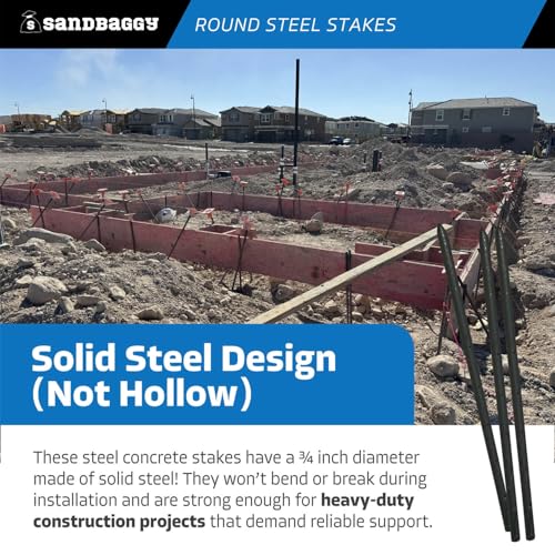 24 Inch Round Steel Concrete Form Stakes with Nail Holes (5 Count)
