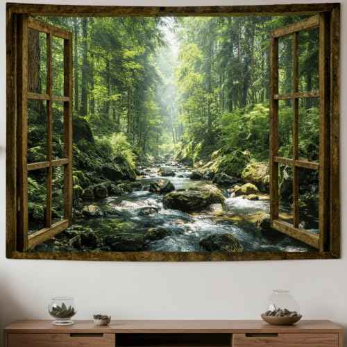 Window Forest Tapestry 80x60 Inch