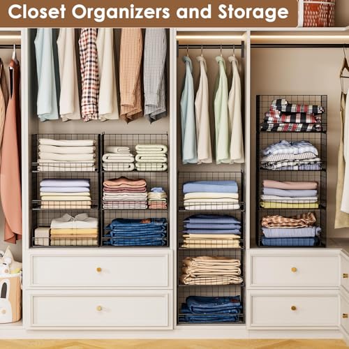 4 Tier Stackable Closet Organizers and Storage Shelves