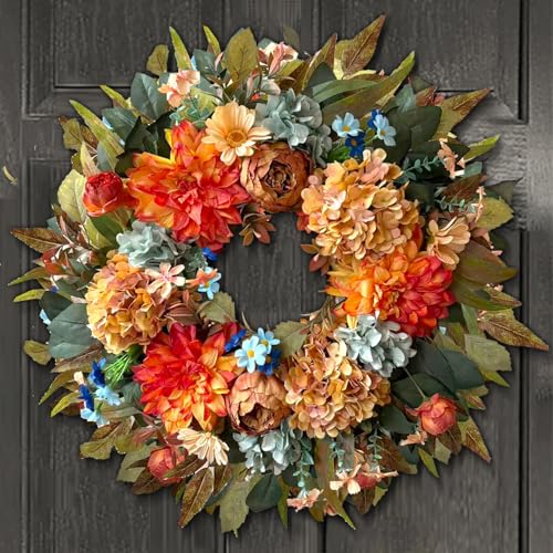 24 Inch Fall Hydrangea Peony Wreath Front Door Wreath