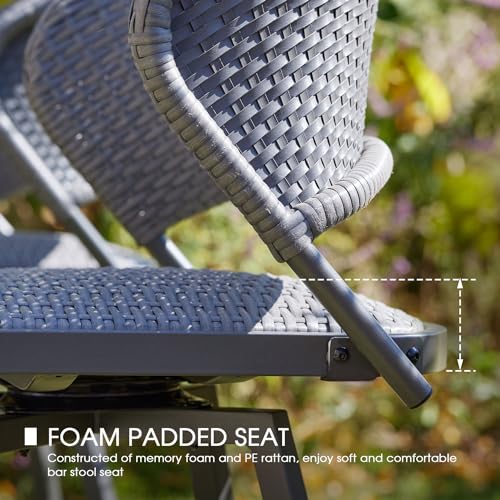 Patio Bar Stool Chairs with Footrests and Padded Seat (2 Count)
