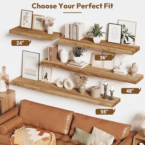 Wood Floating Shelves Live Edge 24” Set of 2 (2 Count)