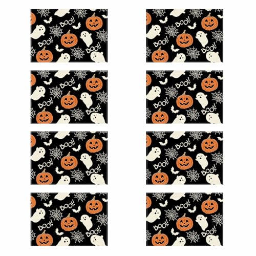 Halloween Ghost Pumpkin Placemats Set of 8 Table Decor 12x18 Inch (8 Count)