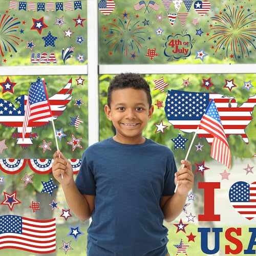 152 Pcs 4th of July Window Clings (9 Count)