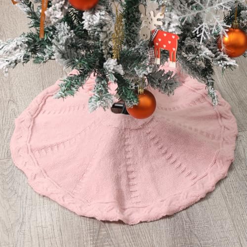 18" Pink Knitted Tree Skirt