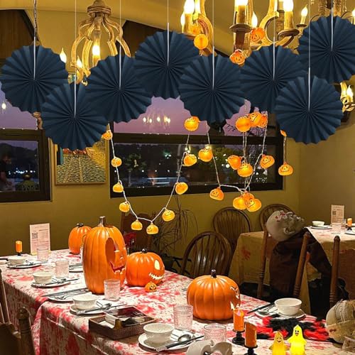 Black Party Decorations 12in Hanging Paper Fans