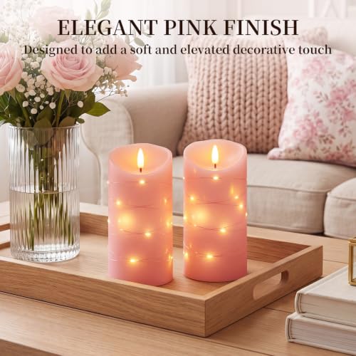 Flameless Candles with String Lights (2 Count)
