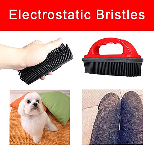 Rubber Brush Effortless Pet Hair & Lint Removal for Couches & Clothes Red