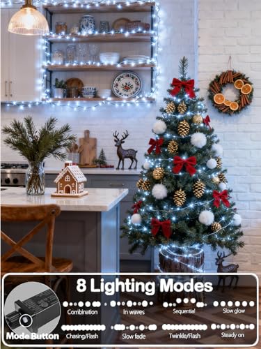Extendable 108FT 300 LED Christmas String Lights Indoor Outdoor Cool White